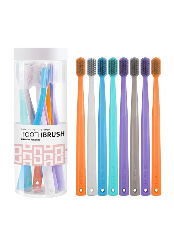 Silver Lon Soft Toothbrush - Extra Clean Toothbrush, Medium Firm Toothbrush for Adults, with Ergonomic Handle and Curved Cleaning Bristles to Help Remove Surface Stains, Comes with Protective Case for Daily Care, 8 Count - Image 1