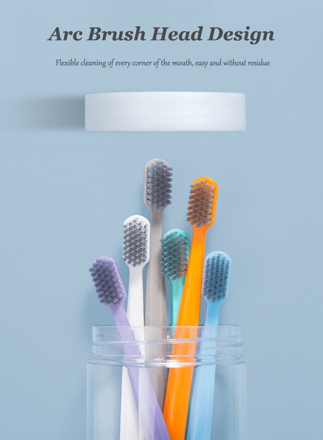 Silver Lon Soft Toothbrush - Extra Clean Toothbrush, Medium Firm Toothbrush for Adults, with Ergonomic Handle and Curved Cleaning Bristles to Help Remove Surface Stains, Comes with Protective Case for Daily Care, 8 Count - Image 2
