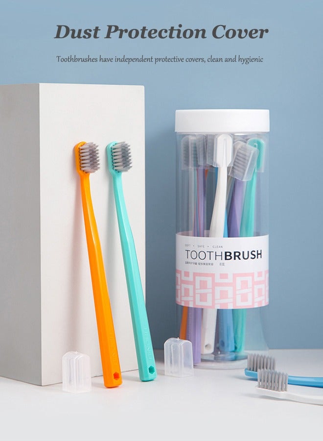 Silver Lon Soft Toothbrush - Extra Clean Toothbrush, Medium Firm Toothbrush for Adults, with Ergonomic Handle and Curved Cleaning Bristles to Help Remove Surface Stains, Comes with Protective Case for Daily Care, 8 Count - Image 5