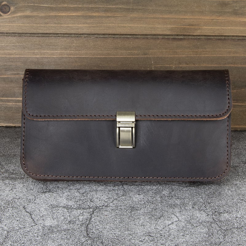Retro Style Leather Mobile Phone Waist Bag Men'S Horizontal Belt Mobile Phone Bag Crazy Horse Leather First Layer Cowhide Bag Batch - Image 3