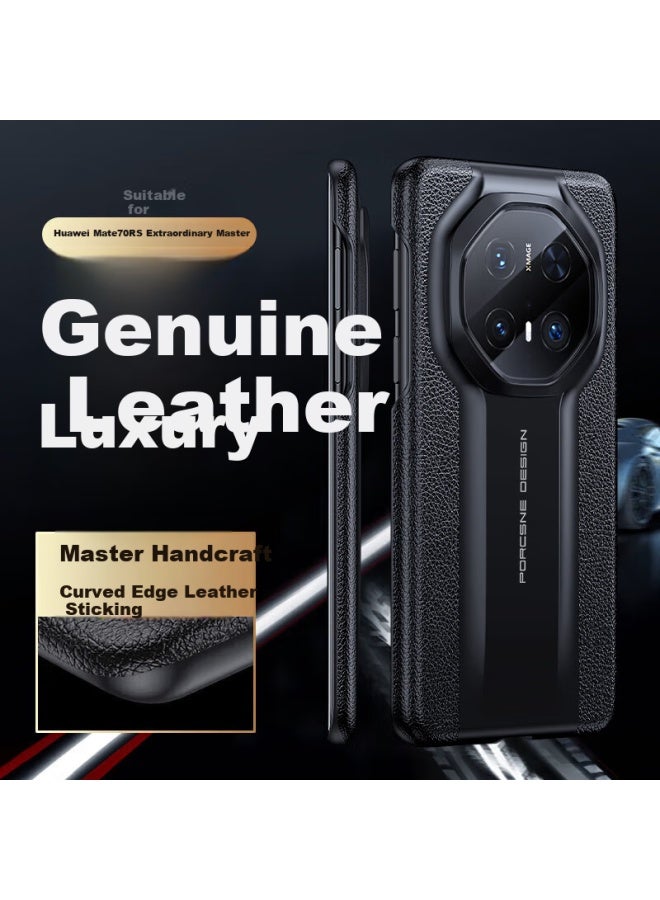 Stryfer Genuine Leather Case For Huawei Mate 70 Rs Porsche Design, Full Protection Cover For Huawei Mate 70 Porsche Design, Luxury Porsche Full Body Shockproof Case For Men - Classic Black - Image 1