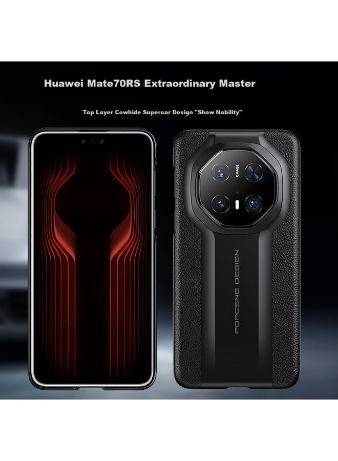 Stryfer Genuine Leather Case For Huawei Mate 70 Rs Porsche Design, Full Protection Cover For Huawei Mate 70 Porsche Design, Luxury Porsche Full Body Shockproof Case For Men - Classic Black - Image 3