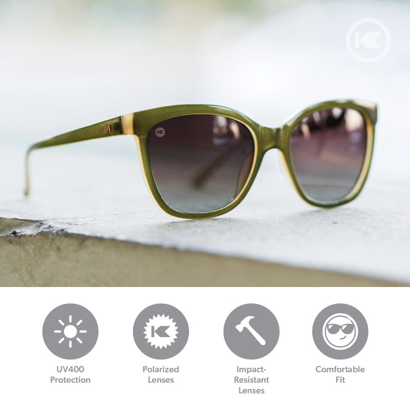 Knockaround Deja Views Polarized Sunglasses for Women - Impact Resistant Lenses & Full UV400 Protection, Coastal Dunes Green/Amber Gradient - Image 2