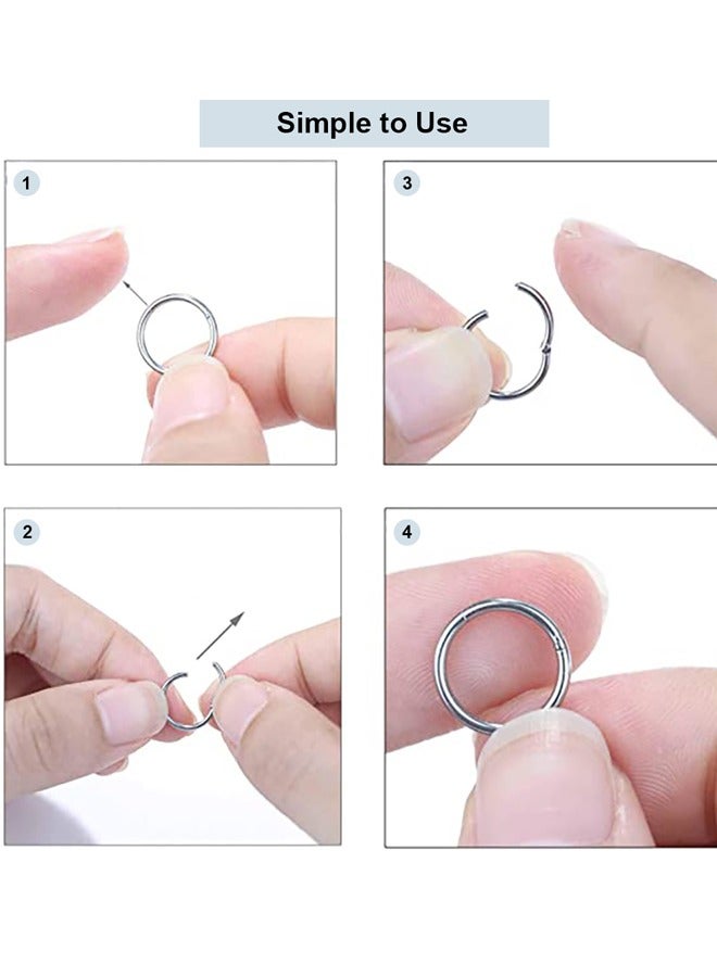 GUSGU 4 Pairs Stainless Steel Small Hoop Earrings 6mm/8mm/10mm/12mm Hypoallergenic Earrings Cartilage Helix Lobes Hinged Sleeper Tiny Hoop Earrings Body Piercing Jewelry for Men and Women(Silver) - Image 5