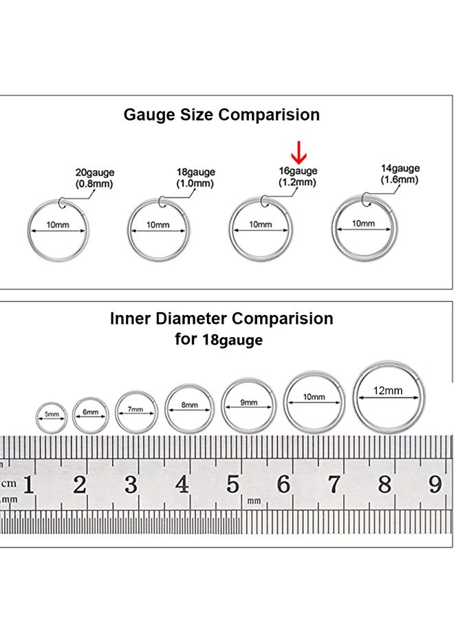 GUSGU 4 Pairs Stainless Steel Small Hoop Earrings 6mm/8mm/10mm/12mm Hypoallergenic Earrings Cartilage Helix Lobes Hinged Sleeper Tiny Hoop Earrings Body Piercing Jewelry for Men and Women(Silver) - Image 3