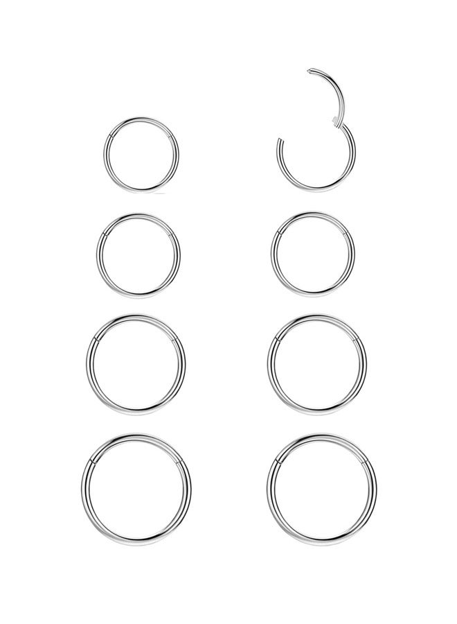 GUSGU 4 Pairs Stainless Steel Small Hoop Earrings 6mm/8mm/10mm/12mm Hypoallergenic Earrings Cartilage Helix Lobes Hinged Sleeper Tiny Hoop Earrings Body Piercing Jewelry for Men and Women(Silver) - Image 1