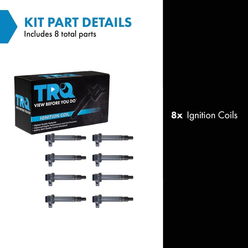 TRQ 8pc Engine Ignition Coil Kit Set for 2008-2011 Lexus GS460 V8 4.6L - Image 2