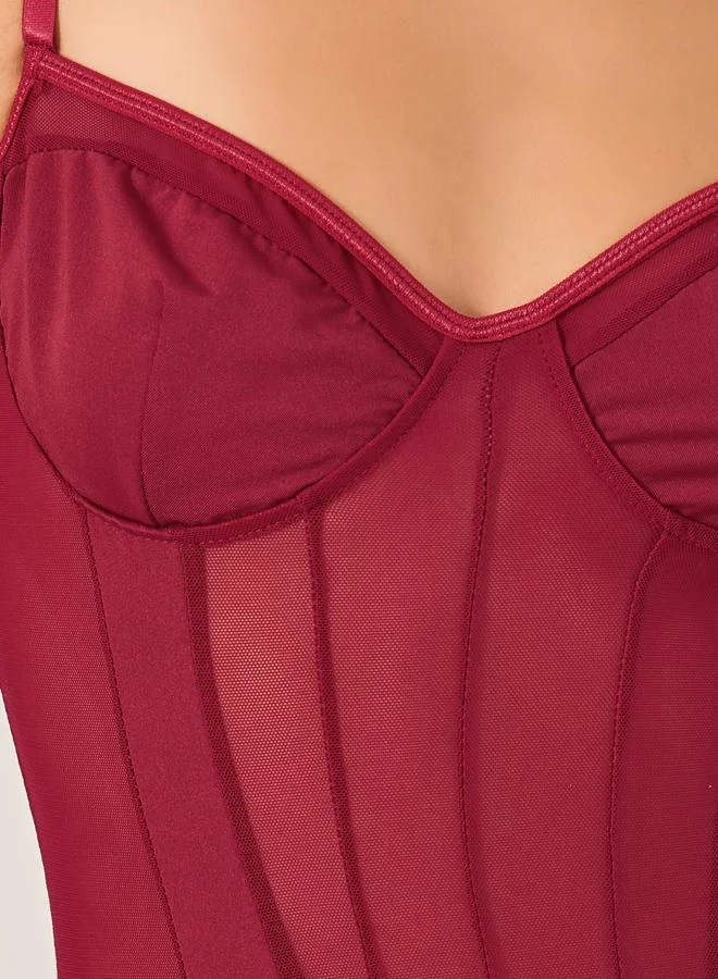 Styli Mesh Panel Underwired Bodysuit