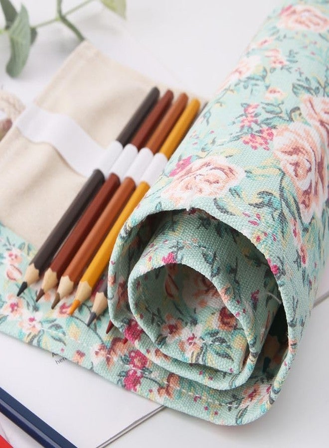 Desi Rang Canvas Roll Up Pencil Case 36 Slot Fabric Wrap Organizer for Colored Pencils, Pens, Brushes Portable Art Supplies Holder for Artists, Students, Travel Durable & Washable Pouch - Image 2