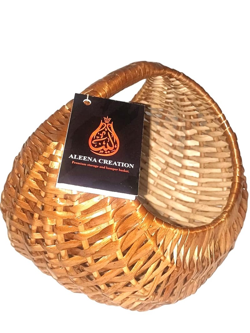 ALEENA.CREATION ALEENA CREATION MoonChand Shape Multipurpose Cane Wicker Baskets Uses Festival Gifts Hamper Storage Baskets ChocolateFlowerChapatiPooja Baskets Shelf Baskets Size 8 inch Pack of 1 - Image 3