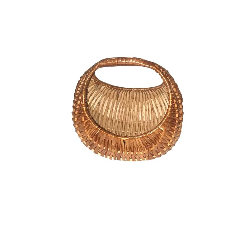 ALEENA.CREATION ALEENA CREATION MoonChand Shape Multipurpose Cane Wicker Baskets Uses Festival Gifts Hamper Storage Baskets ChocolateFlowerChapatiPooja Baskets Shelf Baskets Size 8 inch Pack of 1 - Image 2