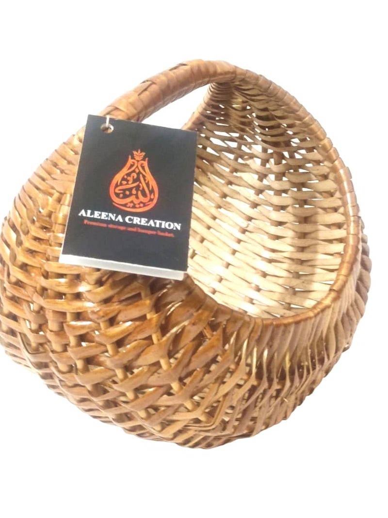 ALEENA.CREATION ALEENA CREATION MoonChand Shape Multipurpose Cane Wicker Baskets Uses Festival Gifts Hamper Storage Baskets ChocolateFlowerChapatiPooja Baskets Shelf Baskets Size 8 inch Pack of 1 - Image 4
