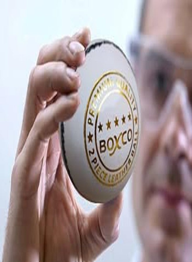 BOXCO Premium White Leather Cricket Ball | Durable 2 Piece Hand Stitched | Pack of 1 Match Quality - Image 4