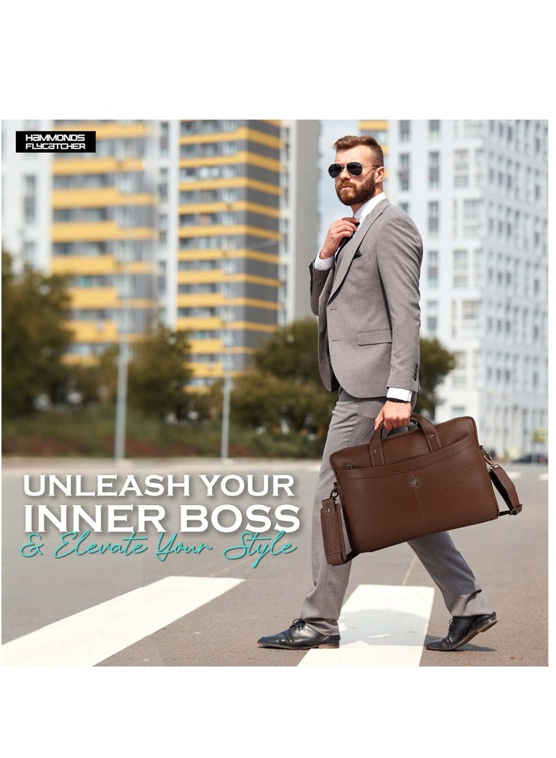 HAMMONDS FLYCATCHER Laptop Bag for Men - Leather Messenger Bag for Office - Fits up to 16 Inch Laptop -Brushwood Shoulder Bag with Multiple Compartments - Executive Leather Bag for Work/Travel  - Image 3