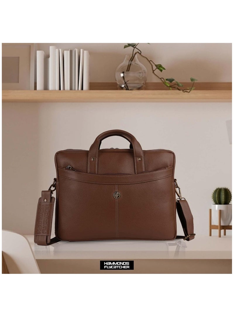 HAMMONDS FLYCATCHER Laptop Bag for Men - Leather Messenger Bag for Office - Fits up to 16 Inch Laptop -Brushwood Shoulder Bag with Multiple Compartments - Executive Leather Bag for Work/Travel  - Image 2