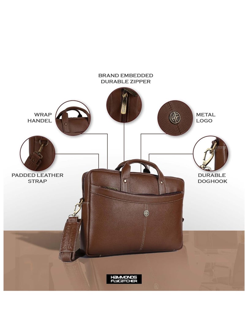 HAMMONDS FLYCATCHER Laptop Bag for Men - Leather Messenger Bag for Office - Fits up to 16 Inch Laptop -Brushwood Shoulder Bag with Multiple Compartments - Executive Leather Bag for Work/Travel  - Image 4