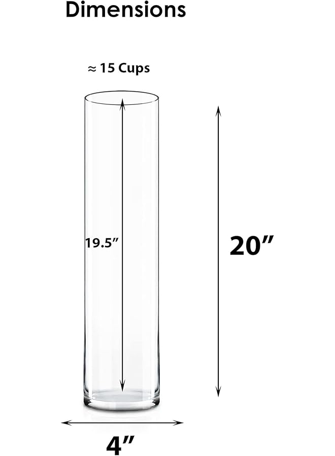 erorex Clear Glass Cylinder Vase H 20 Inch D 4 Inch Multiple Size Choices Glass Flower Vase Centerpieces Hurricane Floating Candle Holder Vase - Image 2