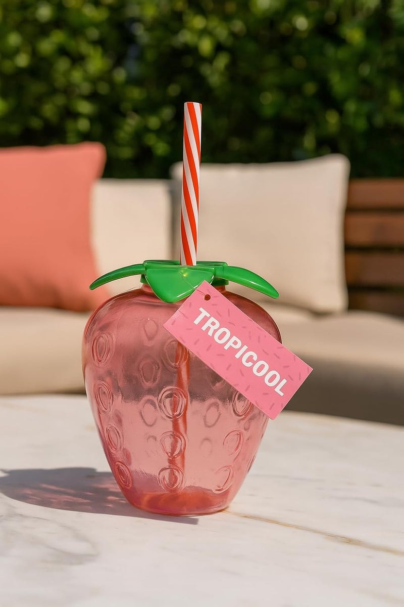 B&D كوب تروبيكول على شكل فراولة مع قشة - Image 1
