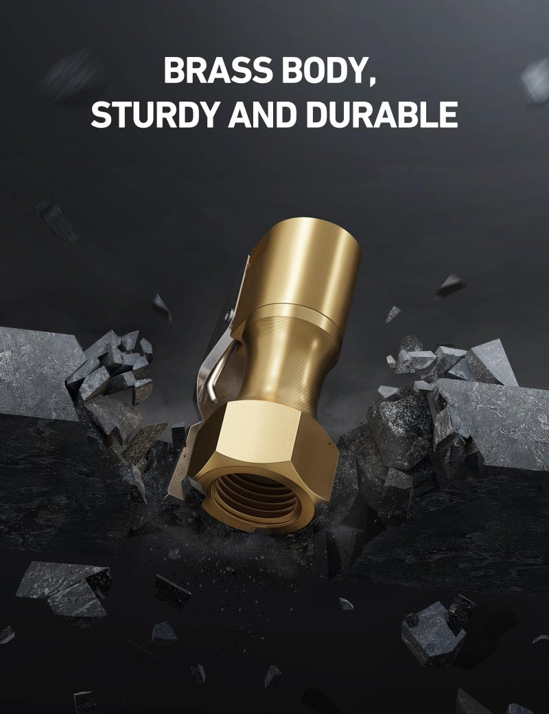 AstroAI Air Chuck, Heavy Duty Open Flow Lock On Tire Chuck with Clip for Inflator Gauge Compressor Accessories, Yellow - Image 3