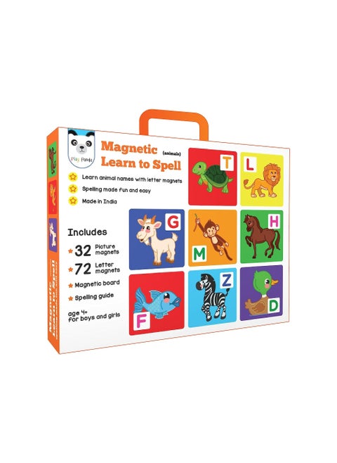 Play Panda Magnetic Learn To Spell : Animals With 32 Picture Magnets, 72 Letter Board And Spelling Guide