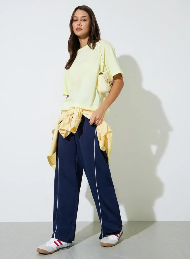ستايلي Yellow Round Neck Cotton Oversized T-Shirt