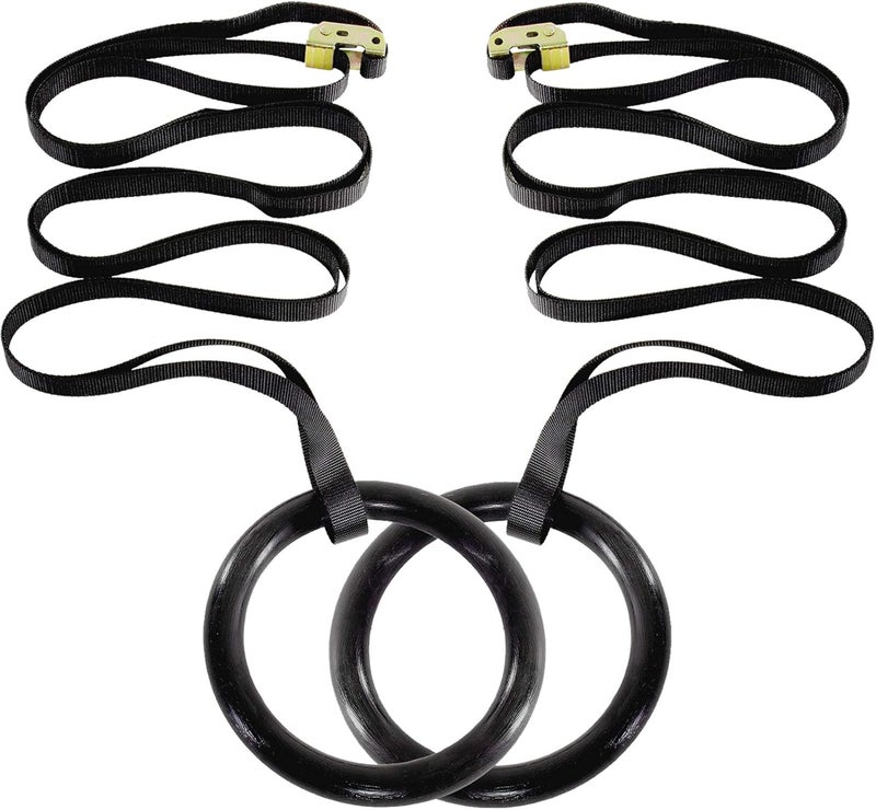 ProSourceFit Fitness Gymnastics Rings with Straps for Total Body Conditioning at Home - Image 3