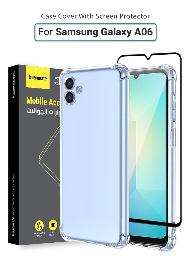huanmate 2 in 1 Samsung Galaxy A06 Protection Pack - Ultra Clear Shockproof Case & Edge-to-Edge Screen Protector, 360 Degree Protection, Back Cover & Screen Protector for Samsung Galaxy A06 - Image 1
