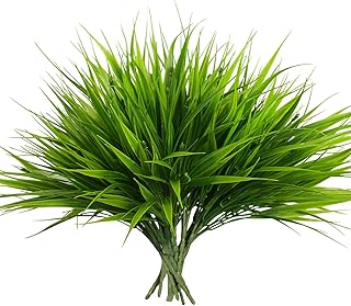 alyptus alyptus 12 Bundles Fake Plant Wheat Grass Stems Artificial Monkey Grass Faux Onion Grass Greenery Outdoor Green Leaves  - Image 1
