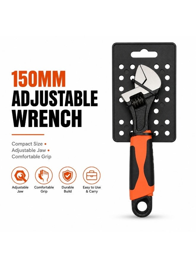 Sparta 6-Inch Adjustable Wrench (150mm), Chrome Adjustable Spanner with Non-Slip Soft Grip Handle for Plumbing, Home Repairs, Automotive Maintenance and DIY Projects - Image 1