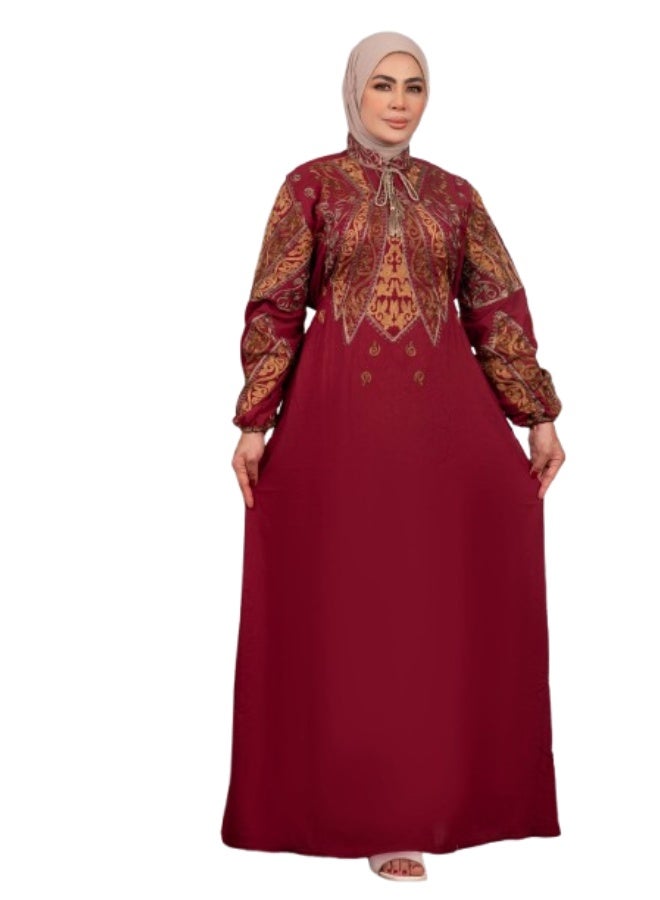 عباية نسائية كتان بلانكا فاخرة بتصميم أدوار مطرزة – عباية خروج واستقبال راقية - Image 1