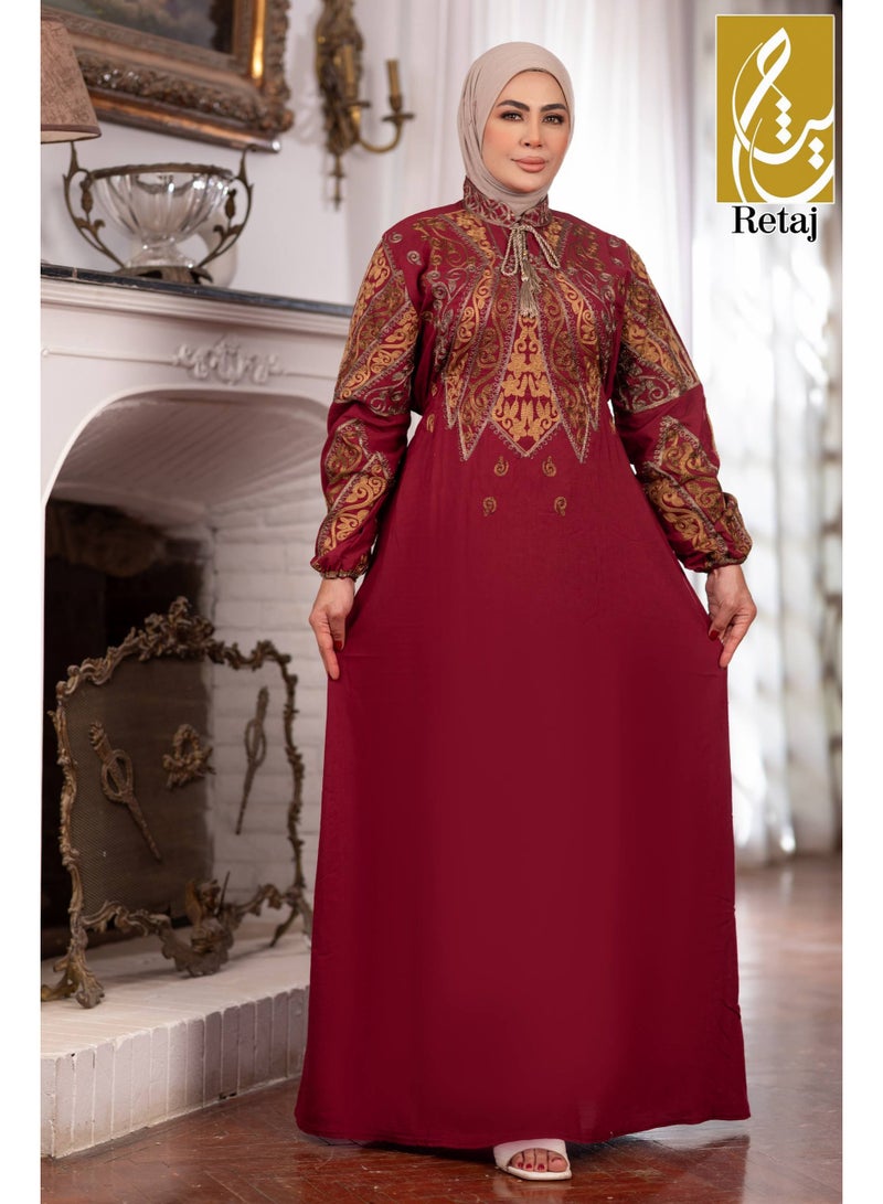 عباية نسائية كتان بلانكا فاخرة بتصميم أدوار مطرزة – عباية خروج واستقبال راقية - Image 4