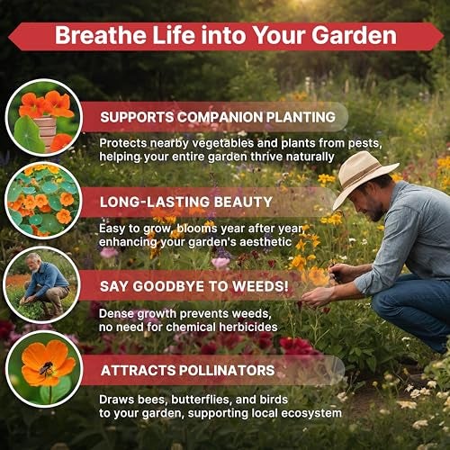 Organo Republic Nasturtium Seeds Pack 4 oz - Over 700 Non-GMO Heirloom Nasturtium Seeds for Planting, Edible Flowers in Individual Seed Packet for Planting Home Garden Indoor & Outdoor Gardening - Image 5