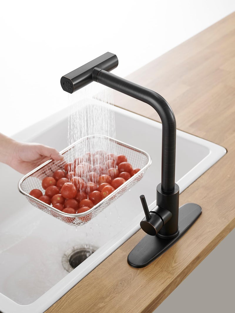 JOOM Kitchen Faucets with Pull Down Sprayer,Waterfall Kitchen Sink Faucet,Commercial Utility Stainless Steel Kitchen Faucets,Single Handle Kitchen Sink Faucet with Pull Down Sprayer for 3 Function,ORB - Image 4