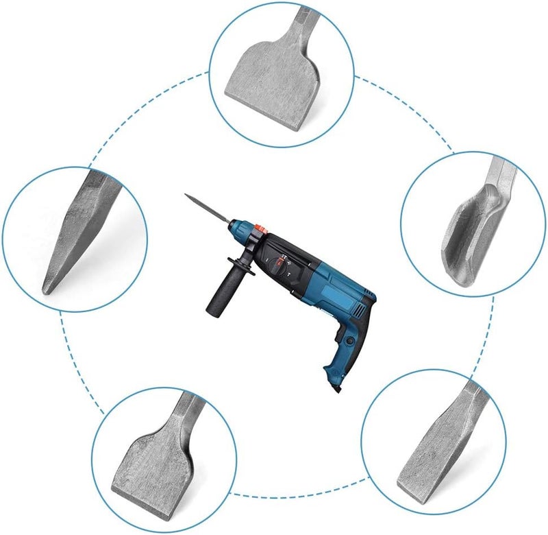klarako SDS Plus Chisel Set, 5pcs Concrete Drill Bit Set Rotary Hammer Bits Kit with Point Chisel, Flat Chisel and Groove Chisel - Image 4