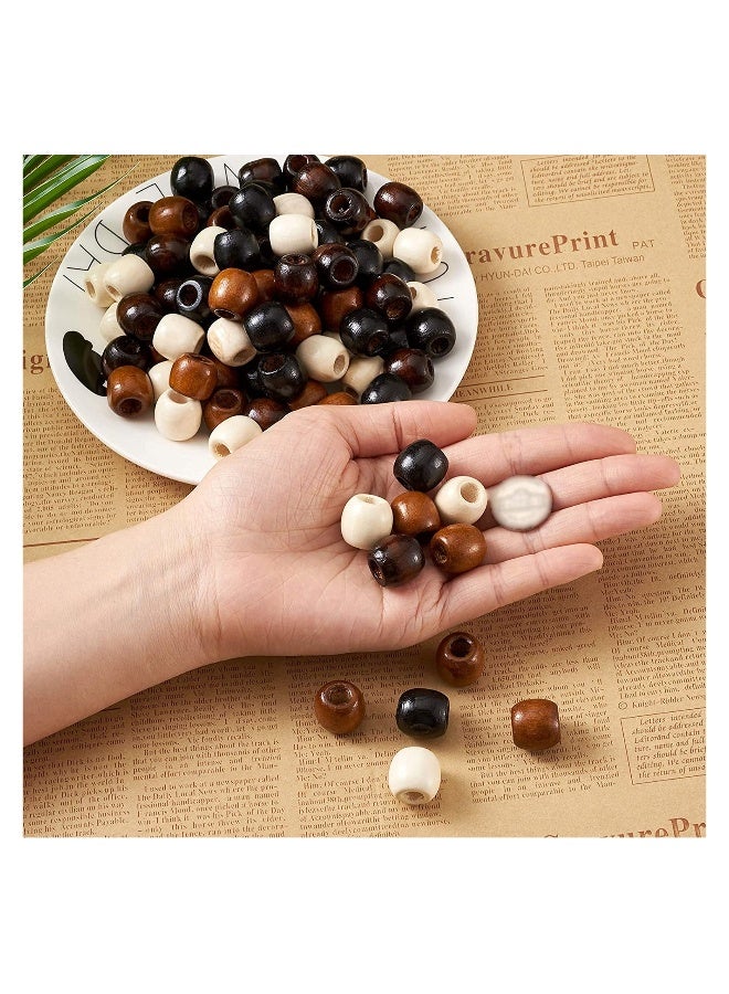 Wood Bead 400 Pcs Large Hole Loose Beads 4 Colors Natural Wooden Dreadlock Hair Braid for Macrame Rosary Bracelet Jewelry Craft Making - Image 5