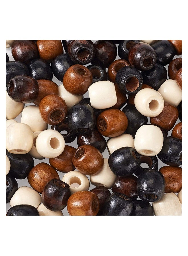 Wood Bead 400 Pcs Large Hole Loose Beads 4 Colors Natural Wooden Dreadlock Hair Braid for Macrame Rosary Bracelet Jewelry Craft Making - Image 3