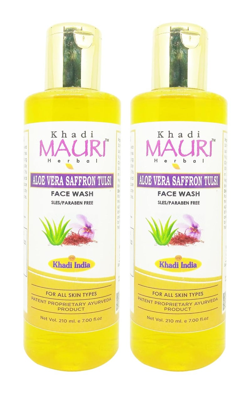 Khadi Mauri Aloevera Saffron Tulsi face wash Pack Of 2 420 ml