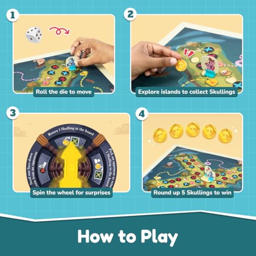 Bloomingo Board Game - Pirate's Paradise: Exciting Pirate Treasure Hunt Adventure Game for Kids & Adults; Explore the Island Collect Skullings and Win; Birthday Gift for Ages 6,7,8,9,10,11,12 & More - Image 4