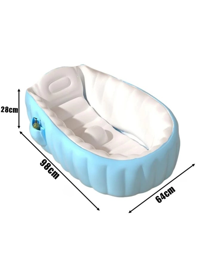 حوض استحمام قابل للنفخ مضاد للانزلاق للاطفال  الرضع ناعم قابل للطي حوض استحمام للسفر، حوض استحمام هوائي مقاس كبير (لعمر 0-3 سنوات) - Image 2
