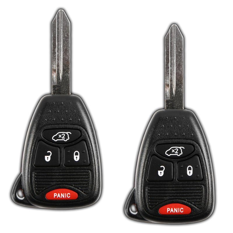 2X KeylessOption Key Fob for 2004 2005 2006 2007 2008 2009 2010 2011 2012 2013 2014 2015 2016 Chrysler 300 Dodge Durango Ram Jeep Cherokee Remote 4Button OHT692427AA Programming Guide Included