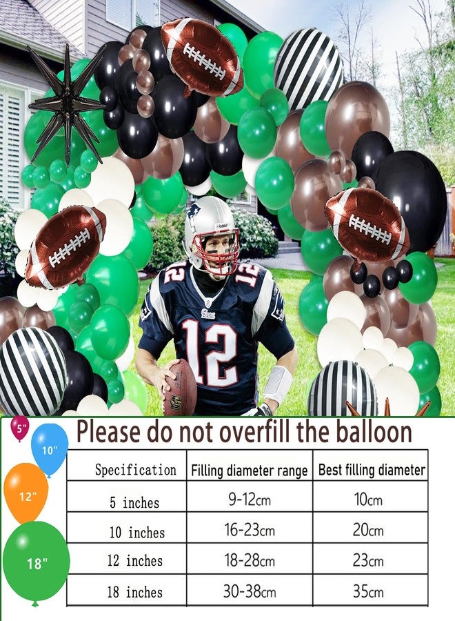 Vecacosic Football Balloon Arch Garland Kit Superbowl Balloon Arch With Black White Green And Brown Latex Balloons Football Foil Balloons Mylar Stars Superbowl Football Party Decorations (141 PCS) - Image 3