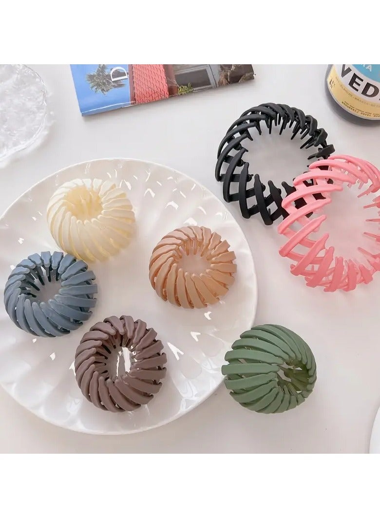 Goolsky 5pc Fantasy Themed Matte Bun Ponytail Hair Clip, Semicircular Plastic Hair Accessory with Bow Embellishment for Women, Prom Occasion - Image 3