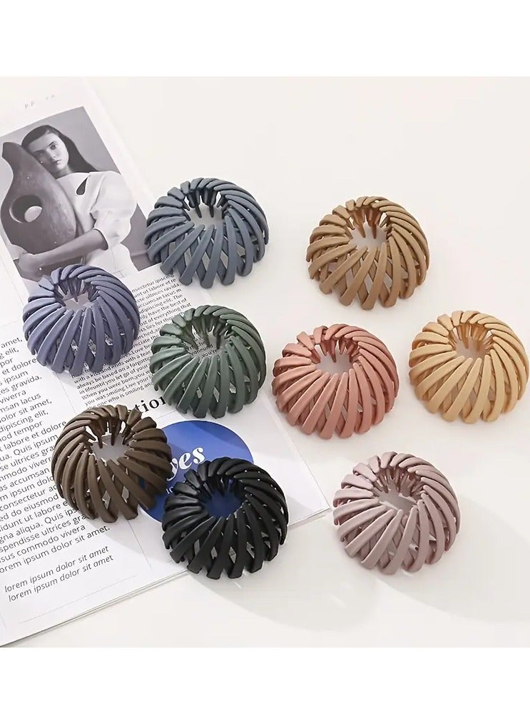 Goolsky 5pc Fantasy Themed Matte Bun Ponytail Hair Clip, Semicircular Plastic Hair Accessory with Bow Embellishment for Women, Prom Occasion - Image 4