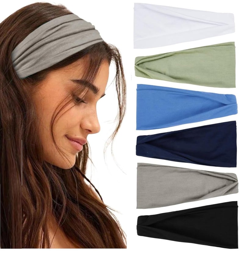 Huachi Huachi Non Slip Headbands for Women Womens Headbands Wide Headbands for Womens Hair Fashion Head Band Short Hair for Workout Yoga Sports Exercise Sweatbands Summer Hair Accessories Elastic Hair Band 