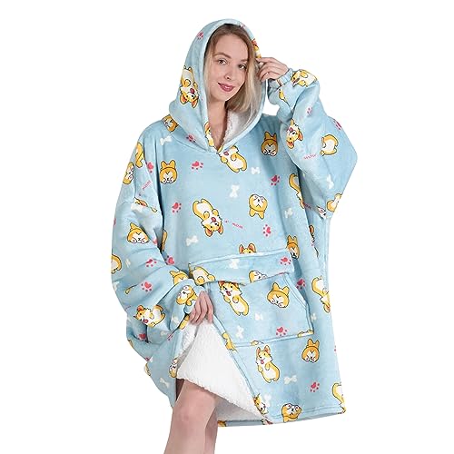 Fiosnow Corgi Blanket Hoodies for Women and Men Adult Oversize Wearable Blanket Hoodies for Soft and Warm - Image 4