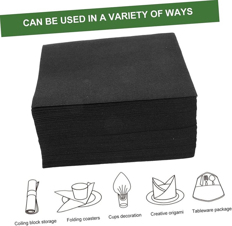 50 Pcs Black Disposable Table Napkins For Wedding Holiday Party Guests Hotel Dining - Image 4