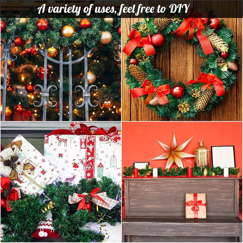 eBoot 4 Pieces 656 Feet Christmas Garland Christmas Decorations Outdoor Non Lit Soft Green Holiday Decor Artificial Green Soft Garland Christmas Indoor Garland for Home Party Door Tree Garden Wedding - Image 3