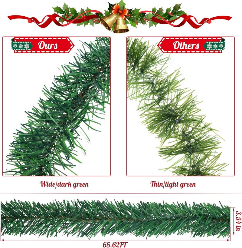 eBoot 4 Pieces 656 Feet Christmas Garland Christmas Decorations Outdoor Non Lit Soft Green Holiday Decor Artificial Green Soft Garland Christmas Indoor Garland for Home Party Door Tree Garden Wedding - Image 2