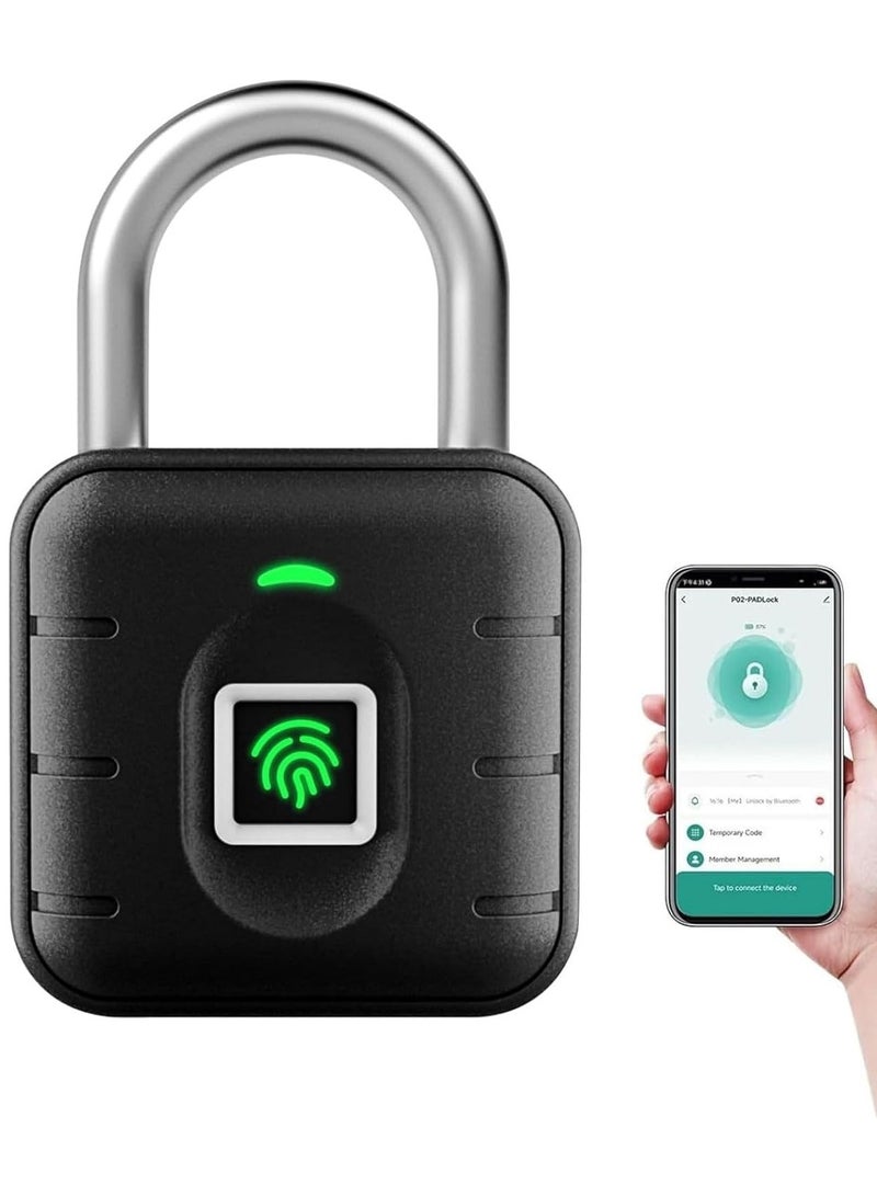 Smart Fingerprint Padlock – Bluetooth APP Unlock, Biometric Keyless Security Lock for Gym Locker, Luggage, Bags, Door, Fence & Storage - Image 1