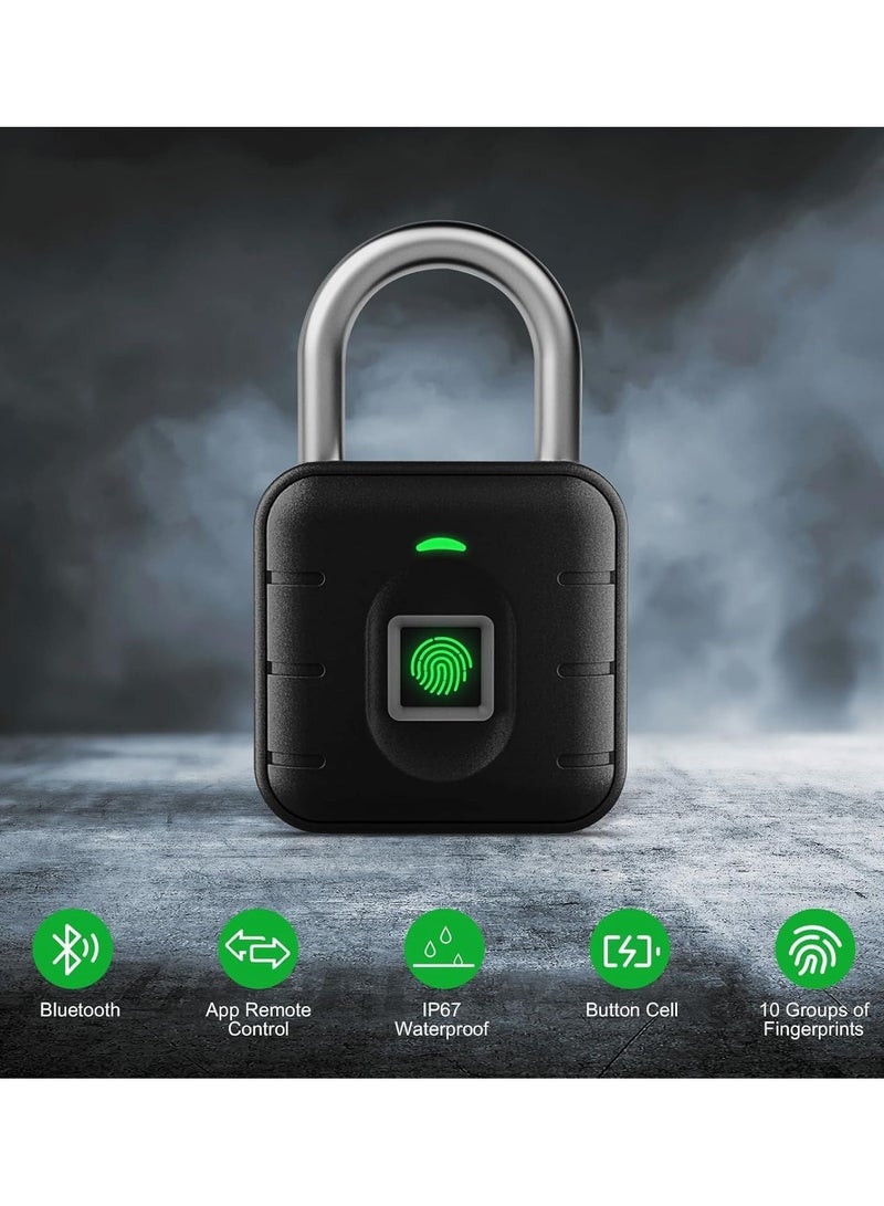 Smart Fingerprint Padlock – Bluetooth APP Unlock, Biometric Keyless Security Lock for Gym Locker, Luggage, Bags, Door, Fence & Storage - Image 2